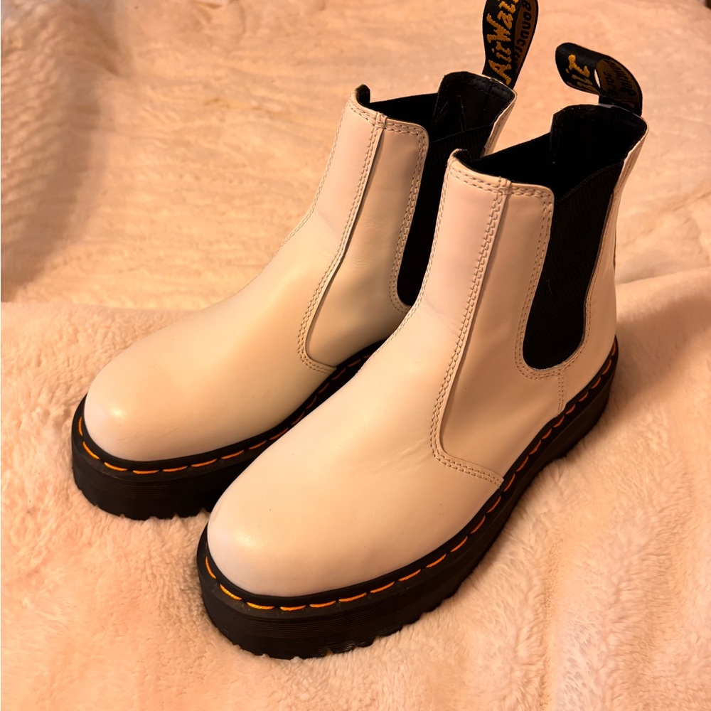 Dr. Martens White Chelsea Platform Boots Size Women’s 7